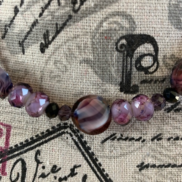 Cherry Blossom Swirl Artisan Made Stunning Glass Crystal Bead Collar Necklace - Picture 3 of 5